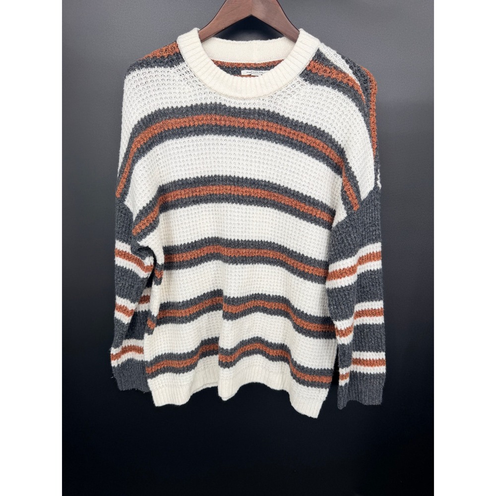 American Eagle Sweater Womens Medium Multi-Color Striped Waffle Knit Excellent